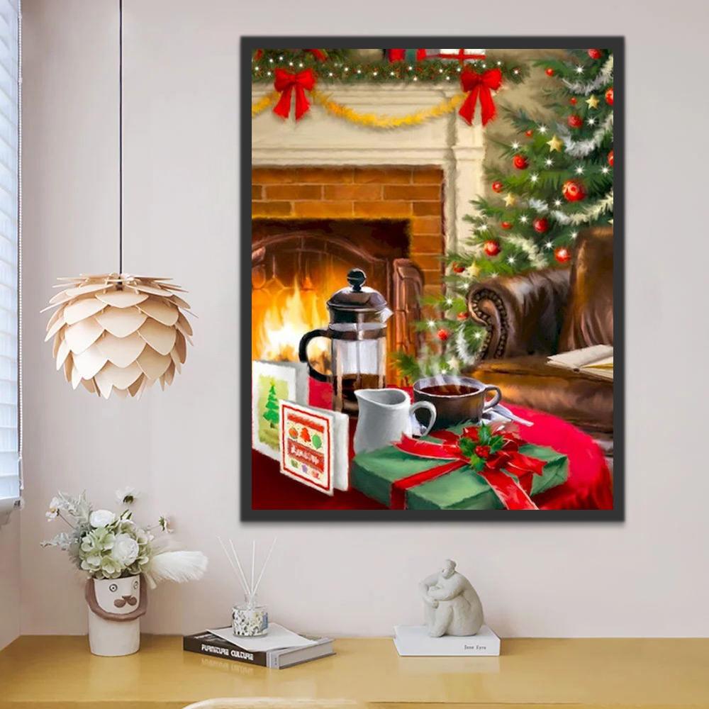 Escena de Navidad con Árbol Navideño Pintar por Números