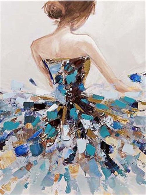 Espalda de Chica de Vestido Colorido Pintar por Números