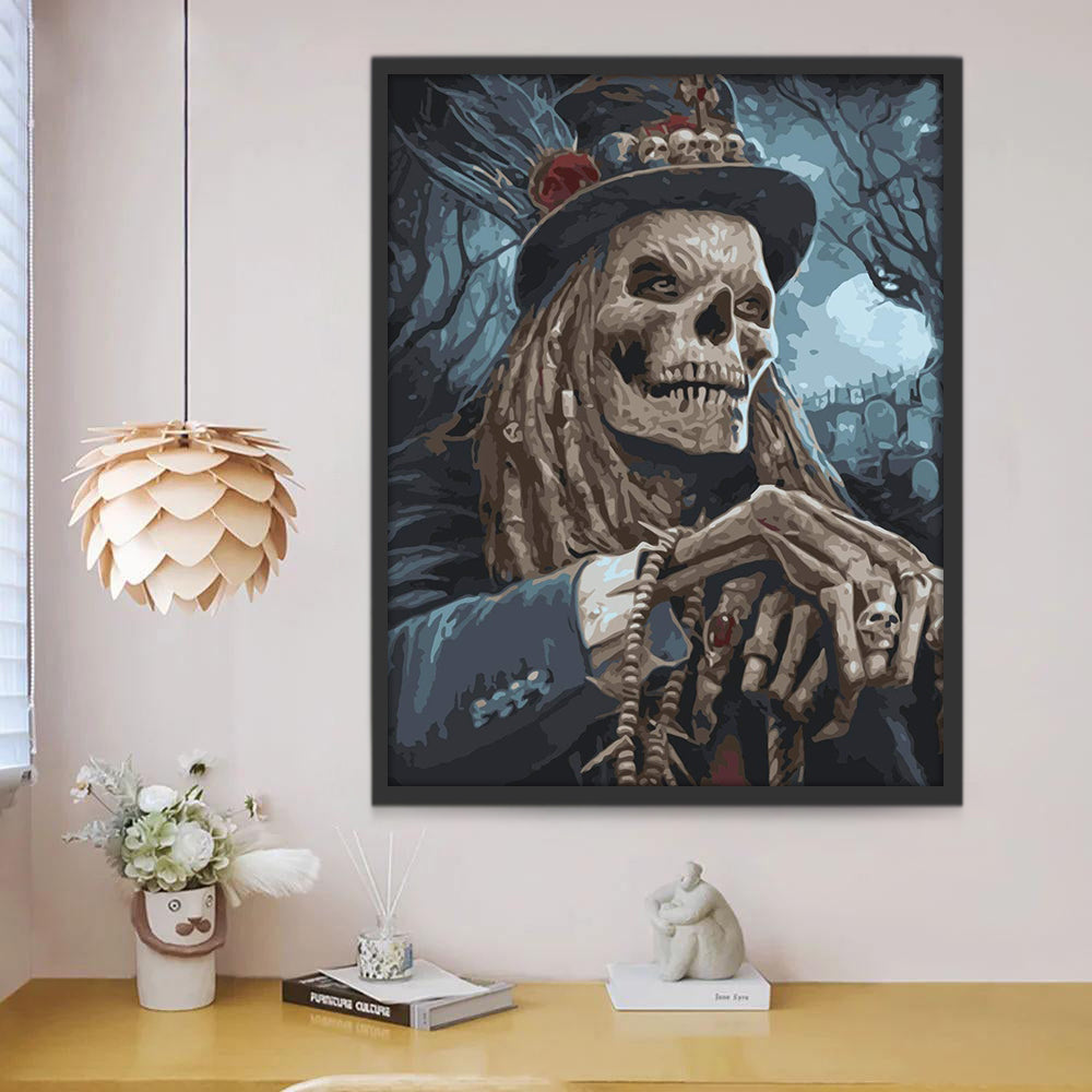 Esqueleto con Traje y Sombrero Pintar por Números