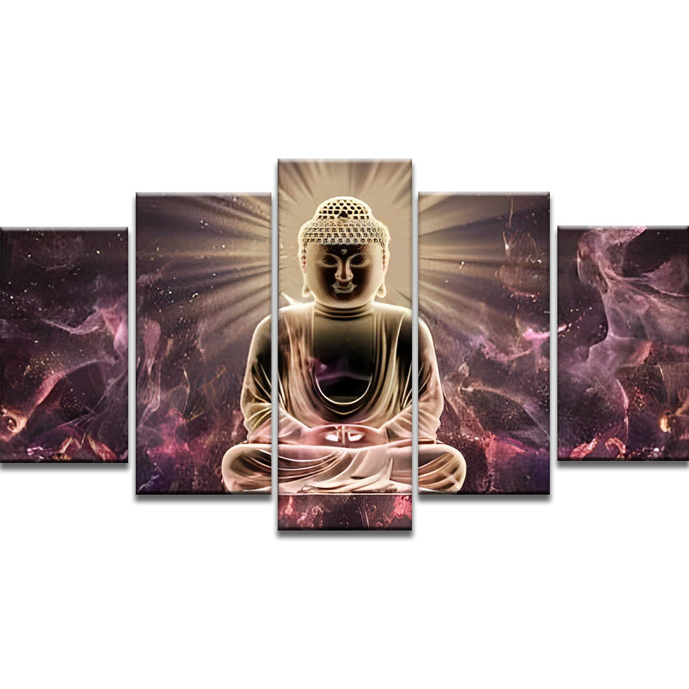 Estatua de Buda entre Humos Morados 5 Partes Pintar por Números