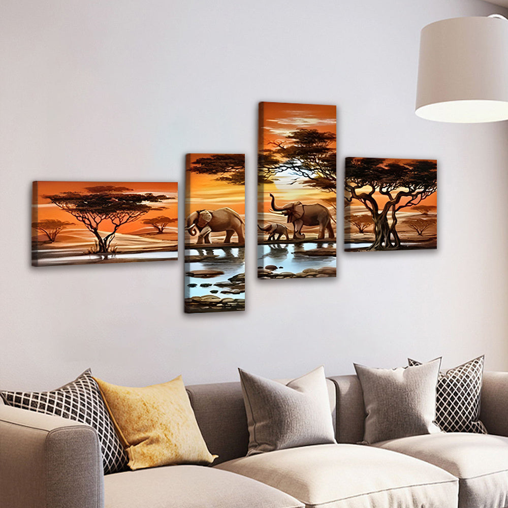 Familia de Elefantes 4 Partes Pintar por Números
