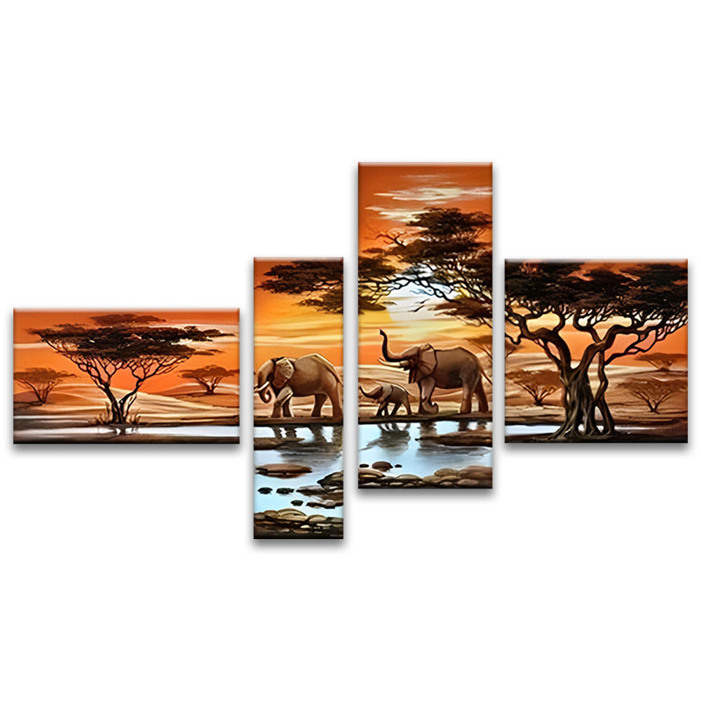 Familia de Elefantes 4 Partes Pintar por Números