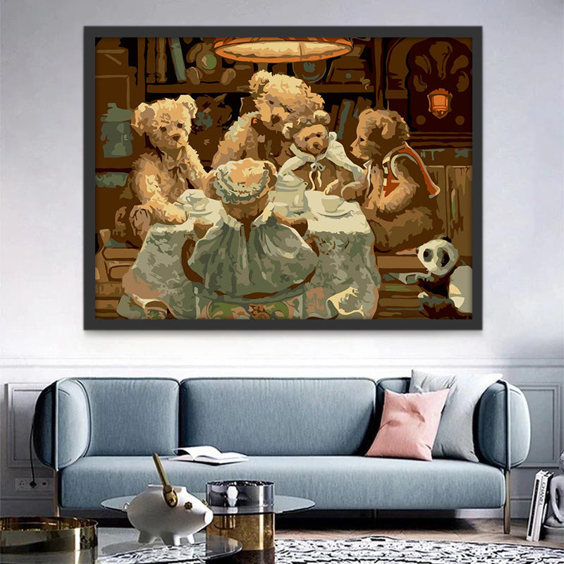 Familia de Osos Alrededor de Mesa Pintar por Números