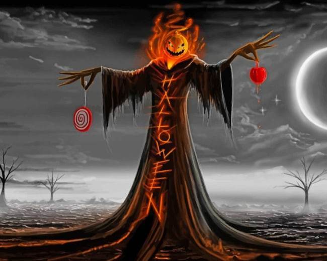 Fantasma con Cabeza de Calabaza Pintar por Números