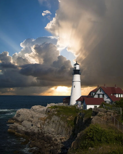 Faro en Costa y El Sol Cubierto de Nubes Pintar por Números