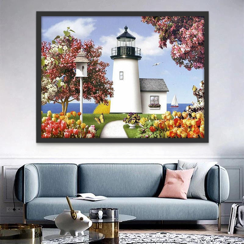 Faro y Campo de Tulipán Pintar por Números