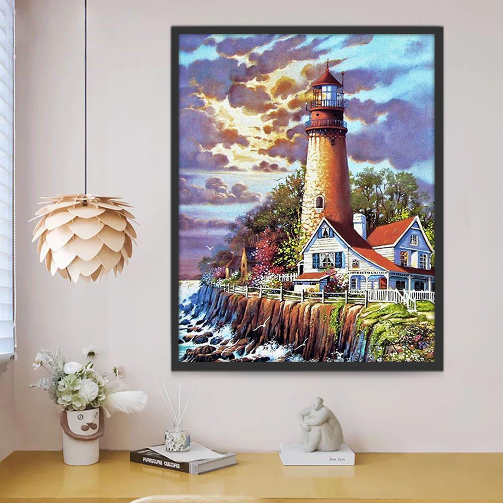 Faro y Casa en la Colina Pintar por Números