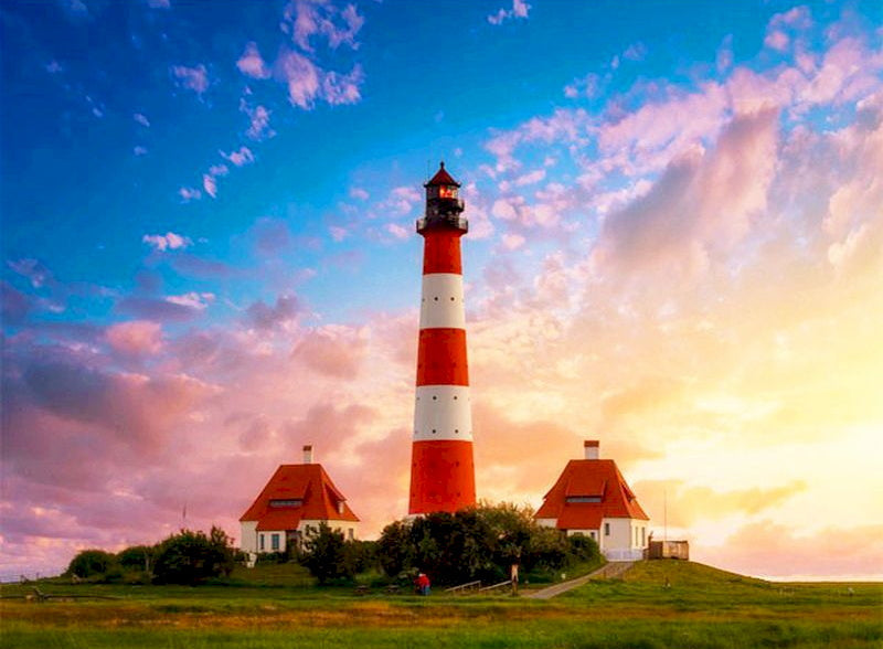 Faro y Nubes Hermosas al Atardecer Pintar por Números