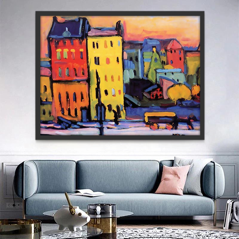 Fila de Casas Coloridas Abstractas Pintar por Números