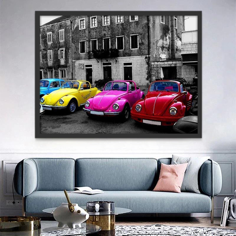 Fila de Coches de Colores Brillantes Pintar por Números