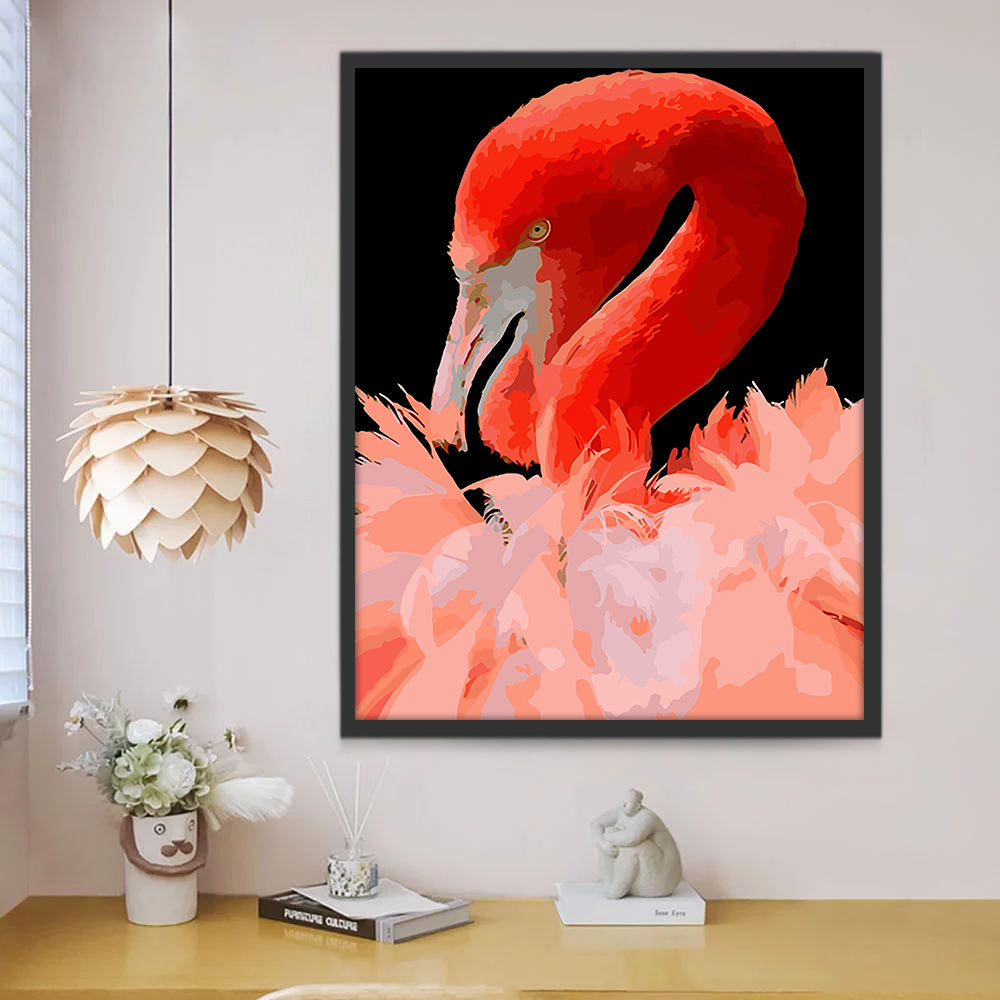 Flamenco con Fondo Oscuro Pintar por Números