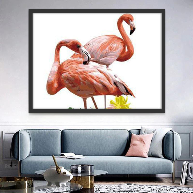 Flamencos con Fondo Blanco Pintar por Números