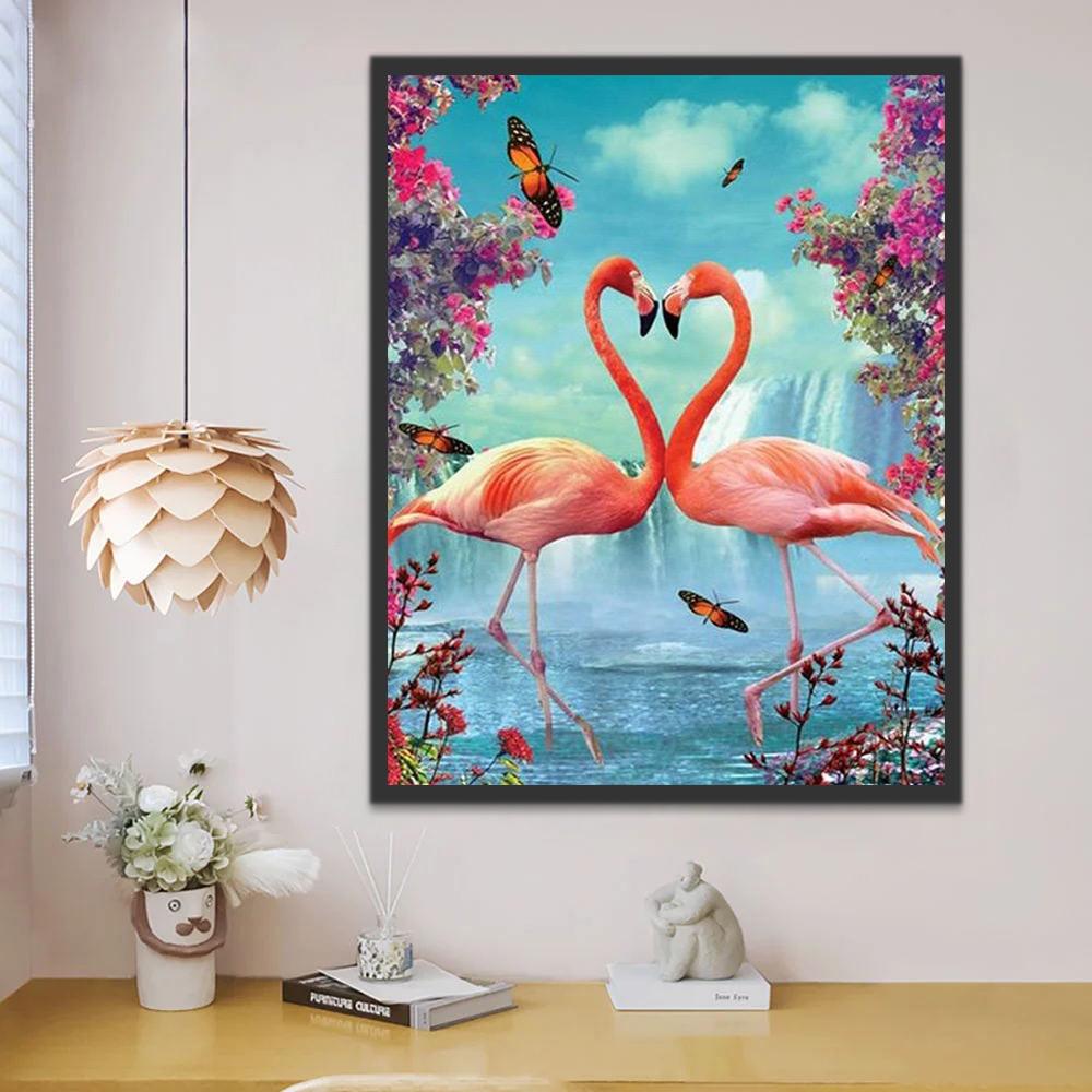 Flamencos en Amor y Cascada Pintar por Números