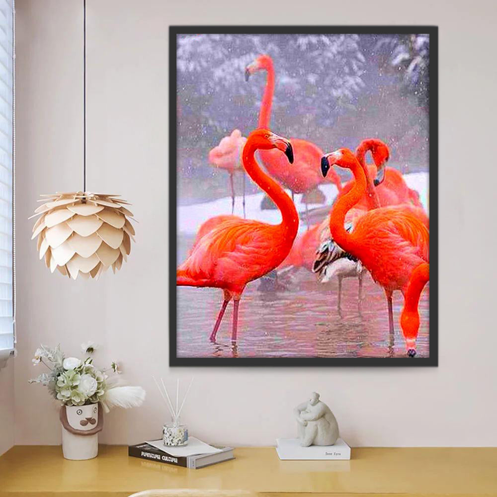 Flamencos Rojos en Agua Pintar por Números