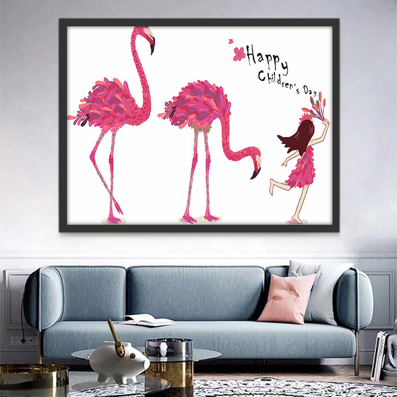 Flamencos Rosas con Niña Pintar por Números