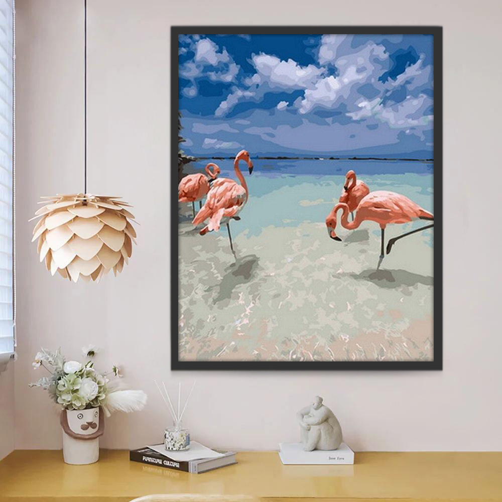 Flamencos Rosas en Agua Clara Pintar por Números