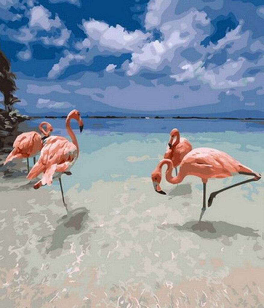 Flamencos Rosas en Agua Clara Pintar por Números