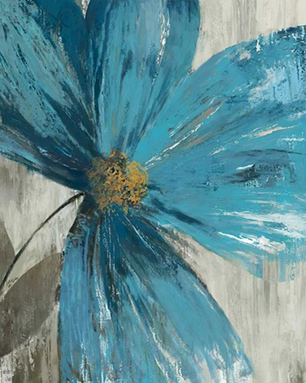 Flor con Pétalos Azules y Estambres Amarillos Pintar por Números