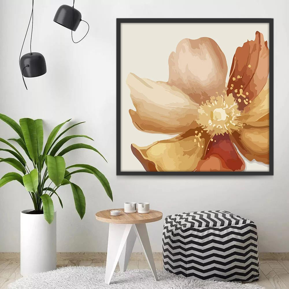 Flor con Pétalos Marrones y Estambres Amarillos Pintar por Números