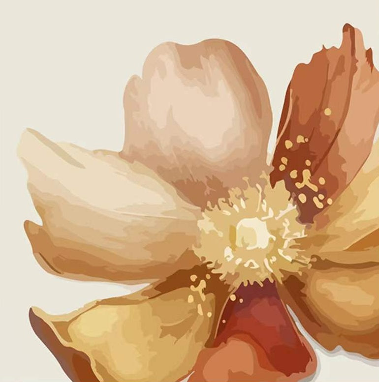 Flor con Pétalos Marrones y Estambres Amarillos Pintar por Números