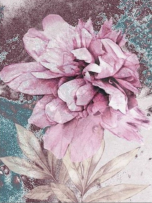 Flor Rosada Floreciente con Hojas Doradas Pintar por Números