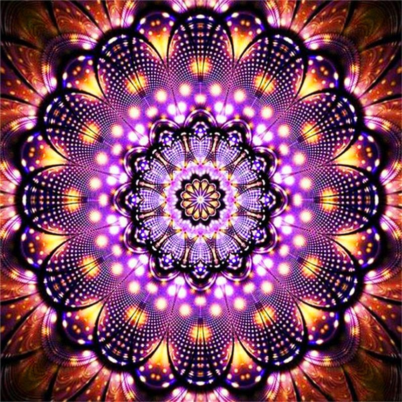 Floral Mandala de Color Morado Pintar por Números