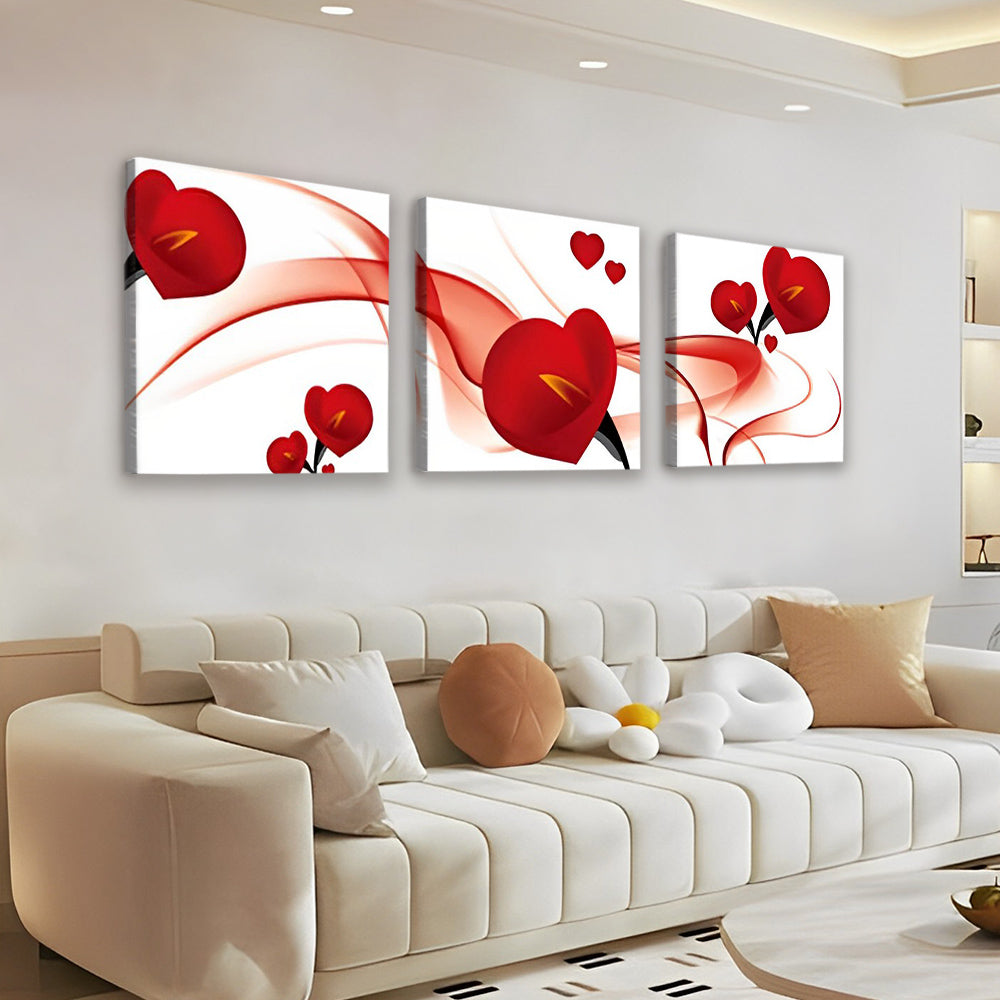 Flores de Callas Rojas de Corazón 3 Partes Pintar por Números