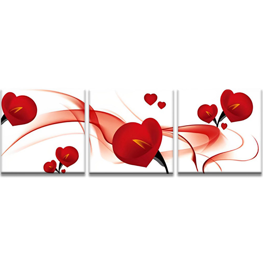 Flores de Callas Rojas de Corazón 3 Partes Pintar por Números