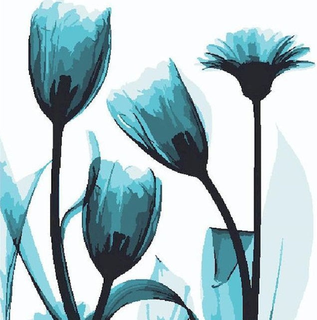 Flores de Color de Cian en Estilo Abstracto Pintar por Números