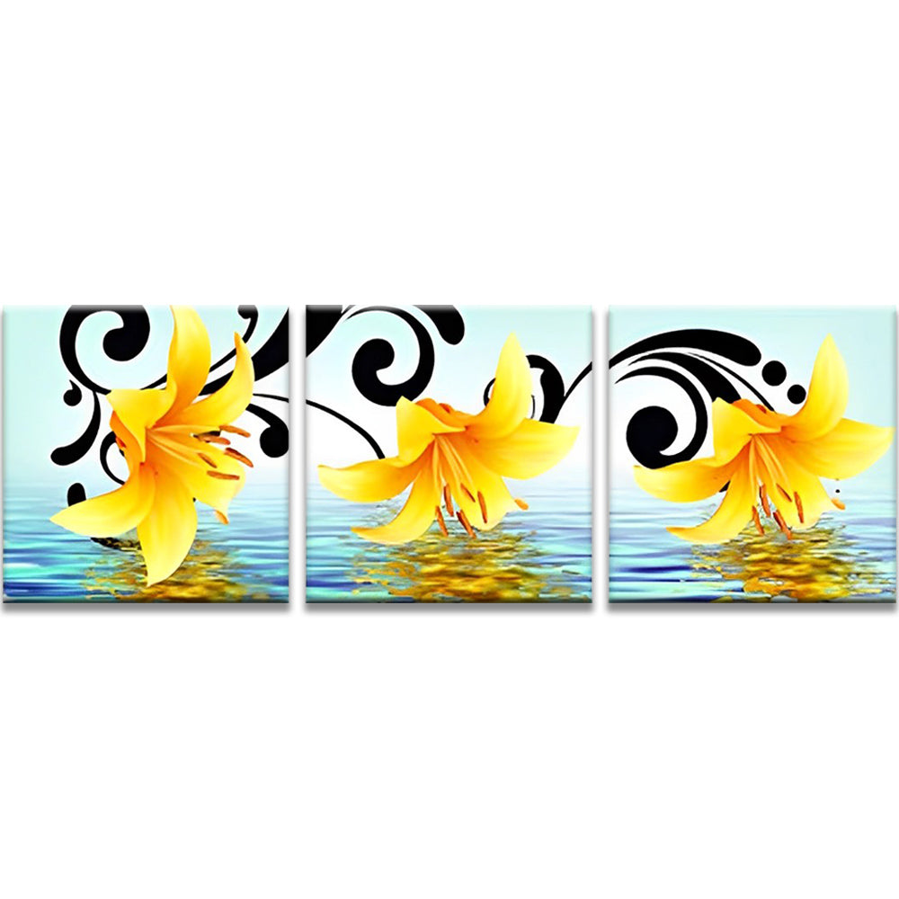 Flores de Lirios Amarillos sobre Agua 3 Partes Pintar por Números