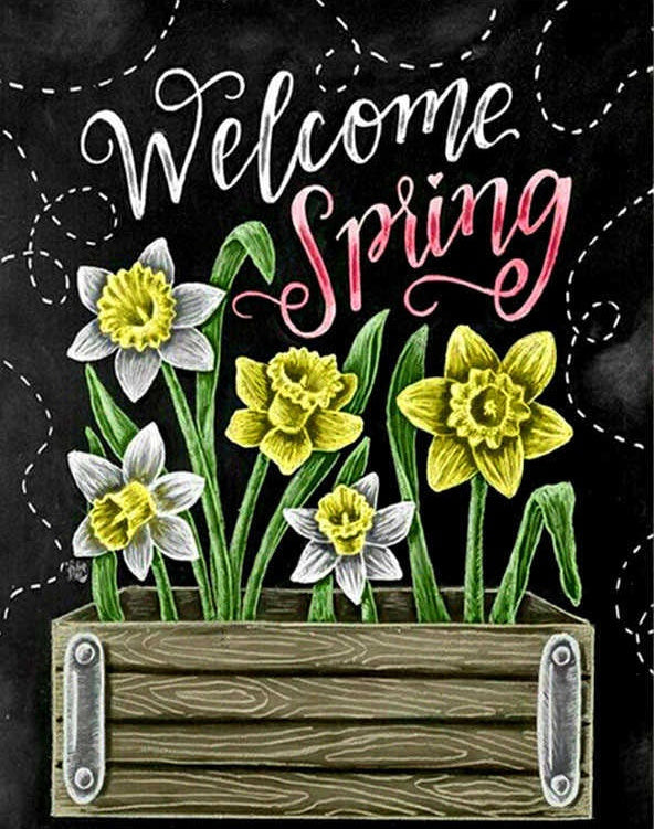 Flores de Narciso Amarillo en Caja de Madera Pintar por Números