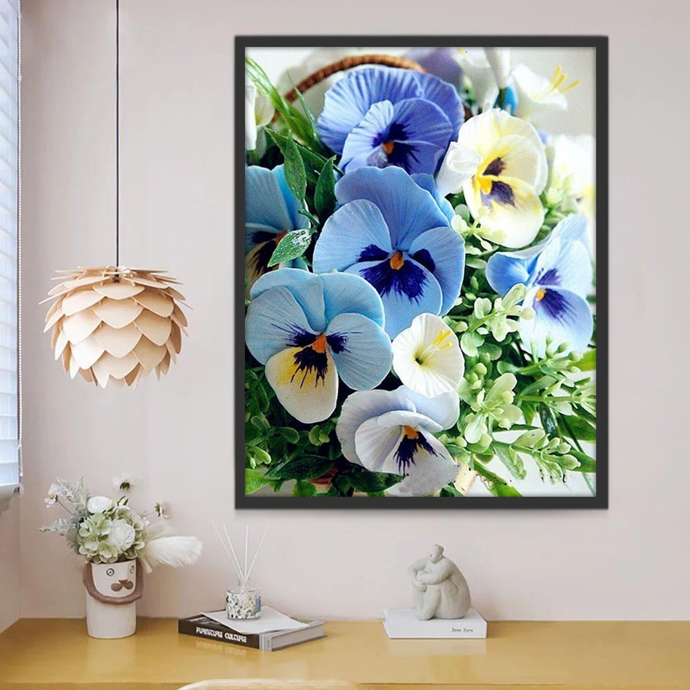 Flores de Pensamiento de Color Blanco y Azul Pintar por Números