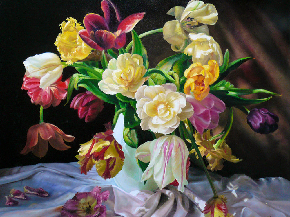 Flores Diversas sobre Tela Blanca Suave Pintar por Números