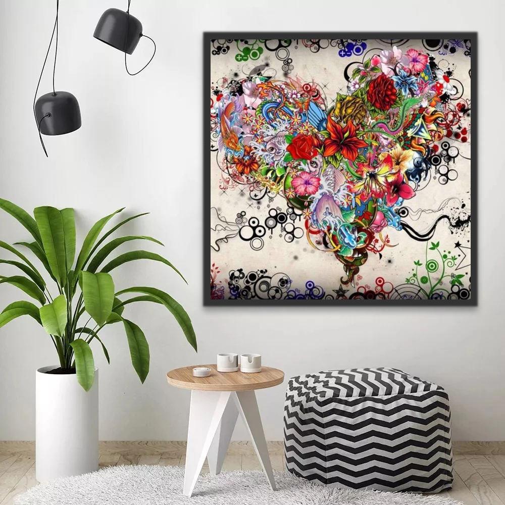 Flores en Forma de Corazón Pintar por Números