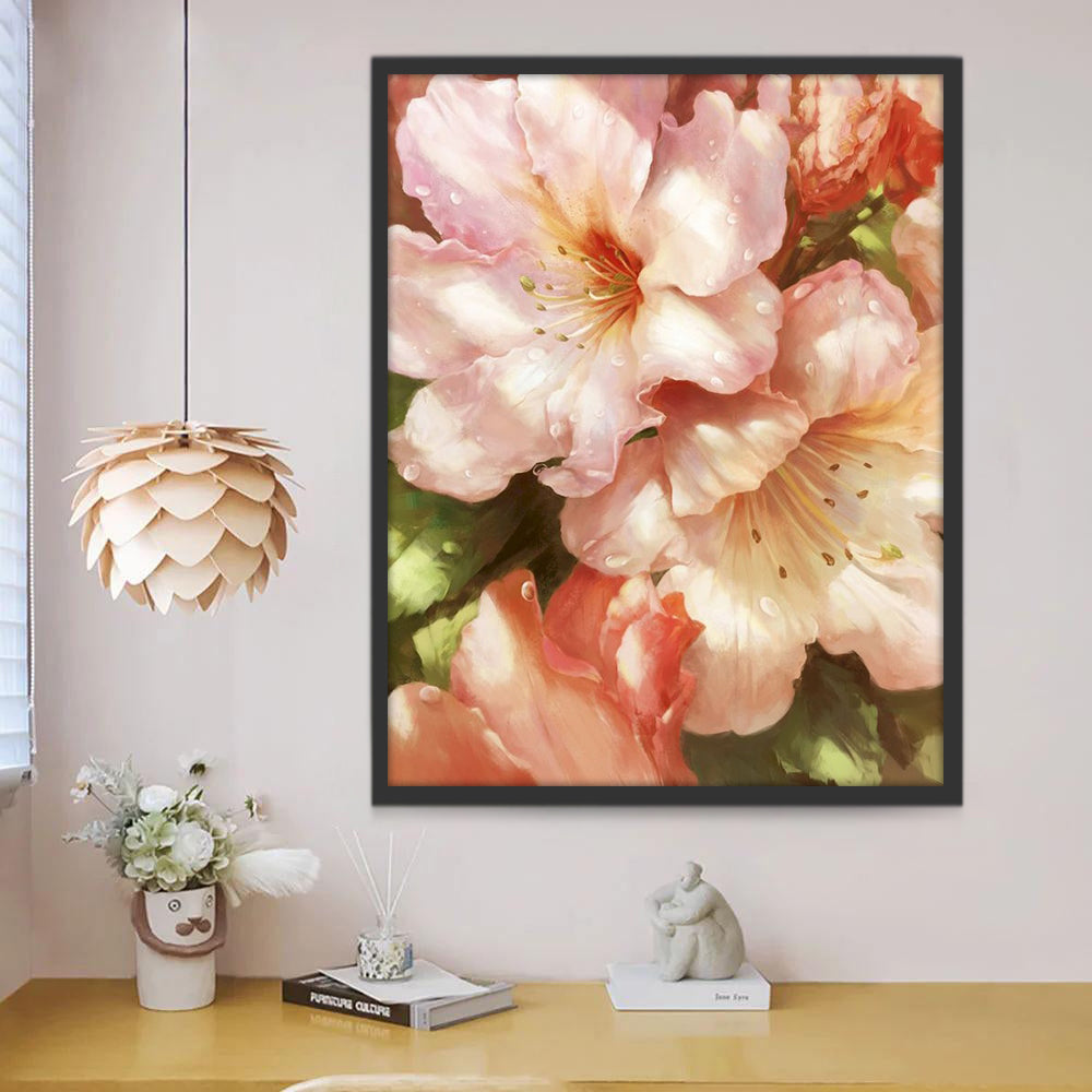 Flores Hermosas al Sol con Gotas de Agua Pintar por Números