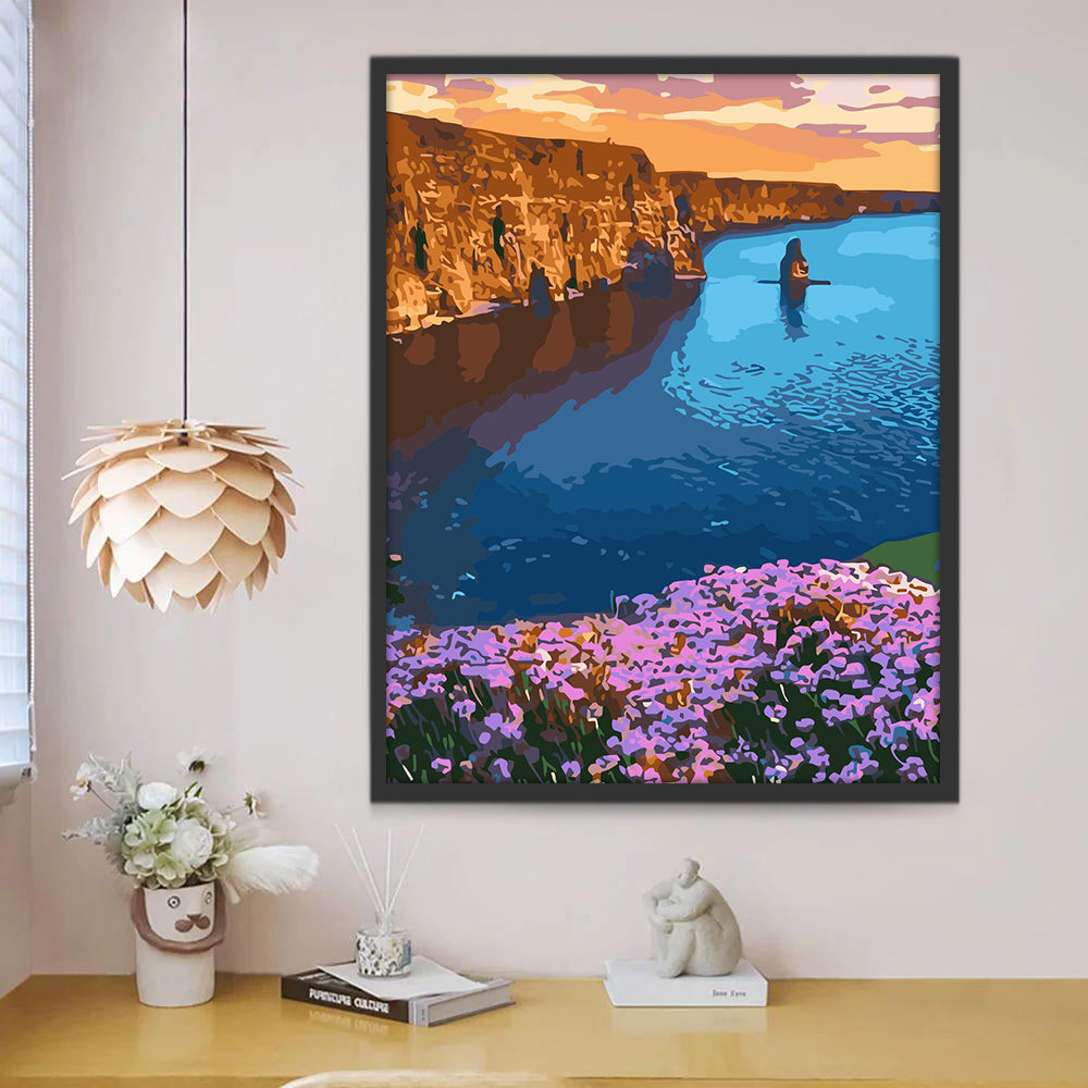 Flores Moradas y Río Azul Pintar por Números