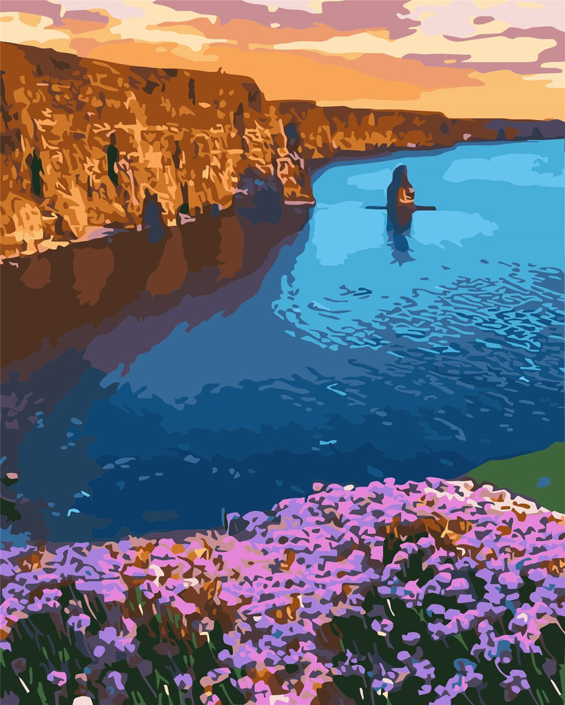 Flores Moradas y Río Azul Pintar por Números