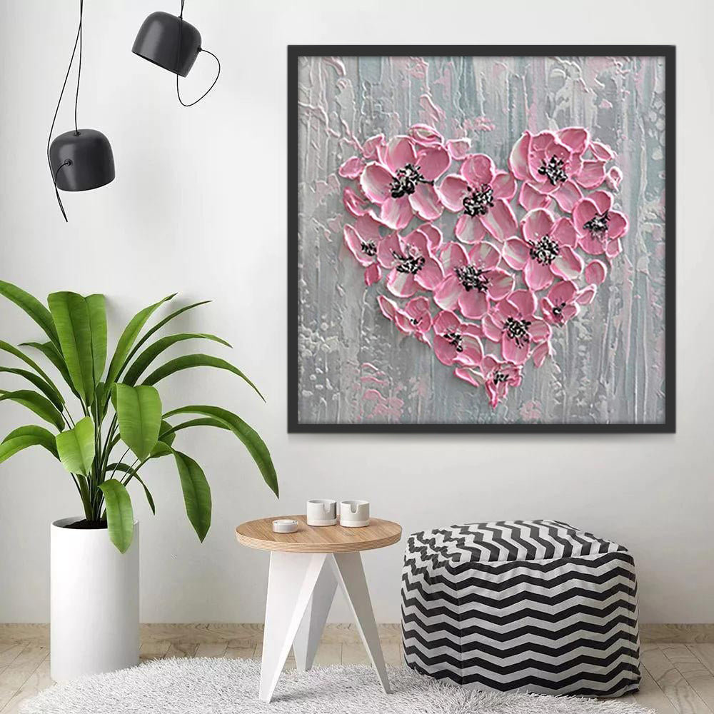 Flores Rosadas Dispuestas en Forma de Corazón Pintar por Números
