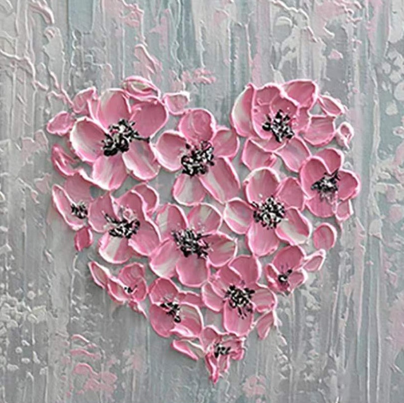 Flores Rosadas Dispuestas en Forma de Corazón Pintar por Números
