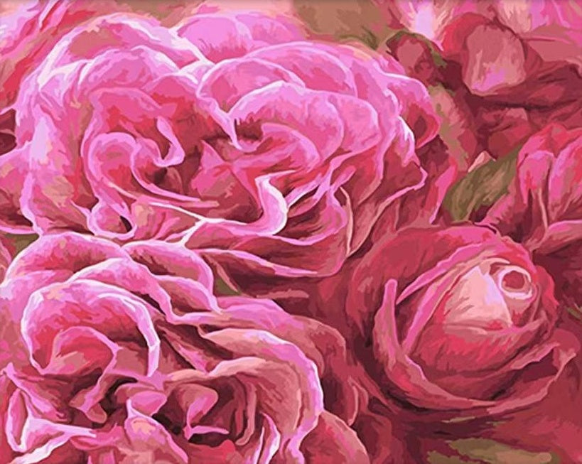 Fondo Floral de Flores de Pétalos Rosados Pintar por Números