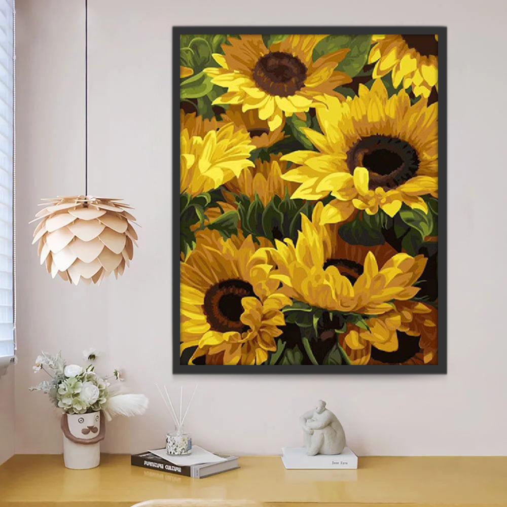Fondo Floral de Girasoles Hermosos Pintar por Números