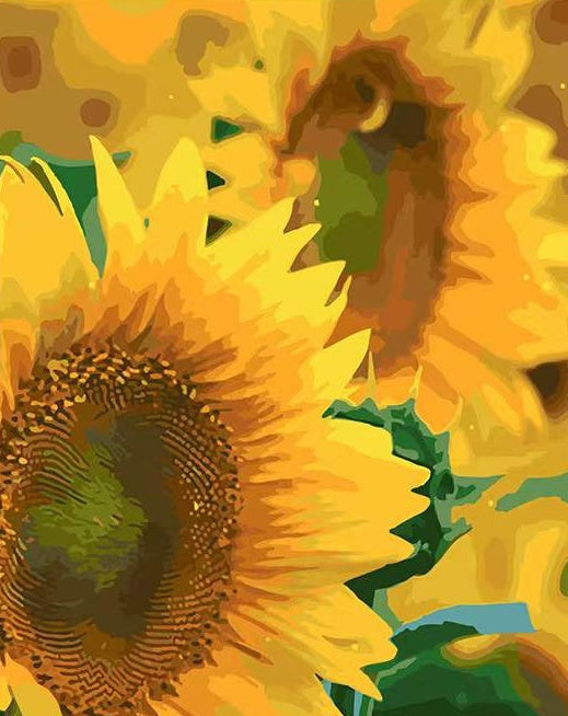 Fondo Floral de Girasoles Pintados al Óleo Pintar por Números