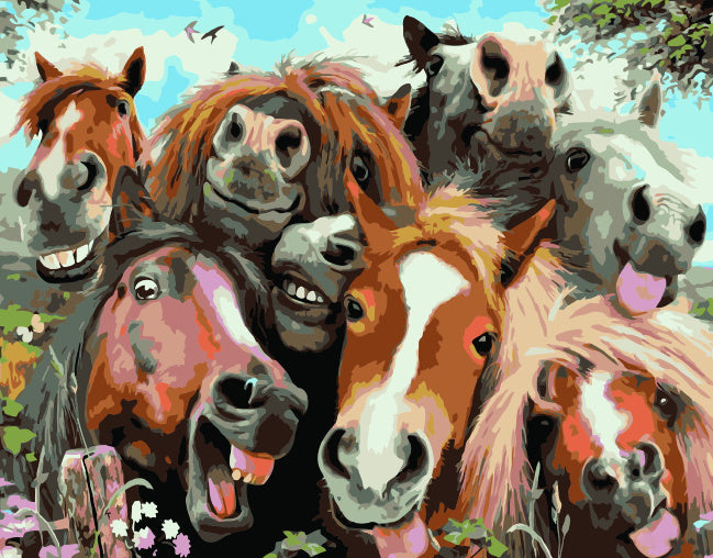 Foto de Caballos Felices Pintar por Números