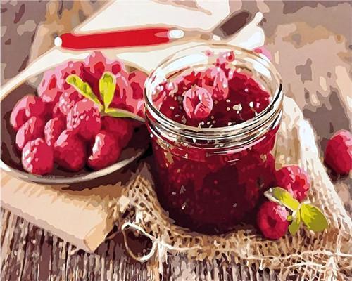 Frambuesas Rojas y Mermelada Pintar por Números