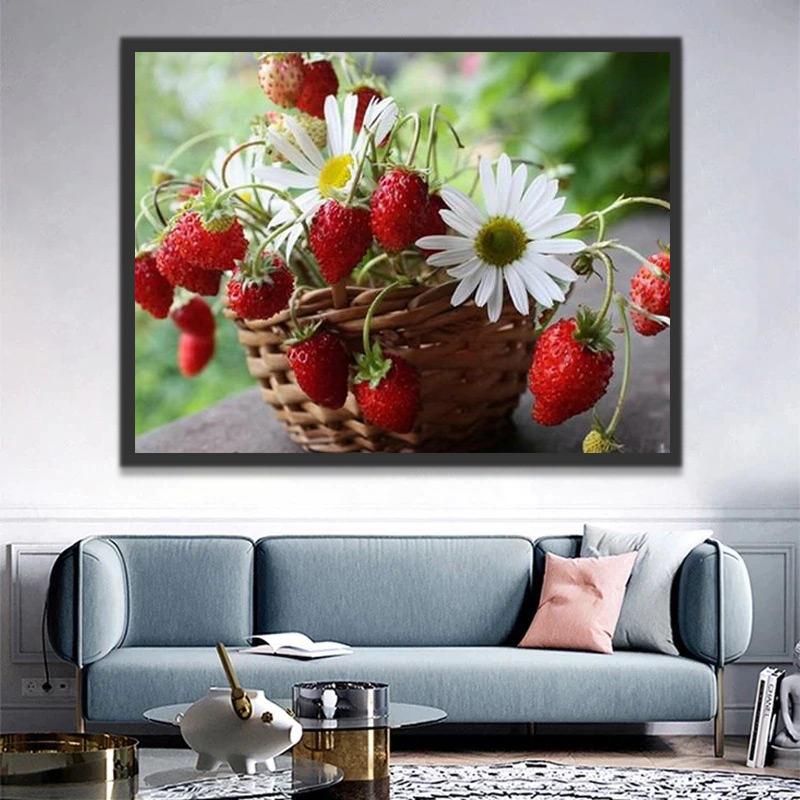 Fresas y Camomilas en la Cesta Pintar por Números