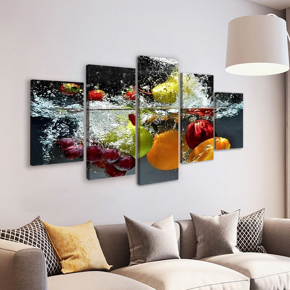 Frutas Caídas en el Agua 5 Partes Pintar por Números
