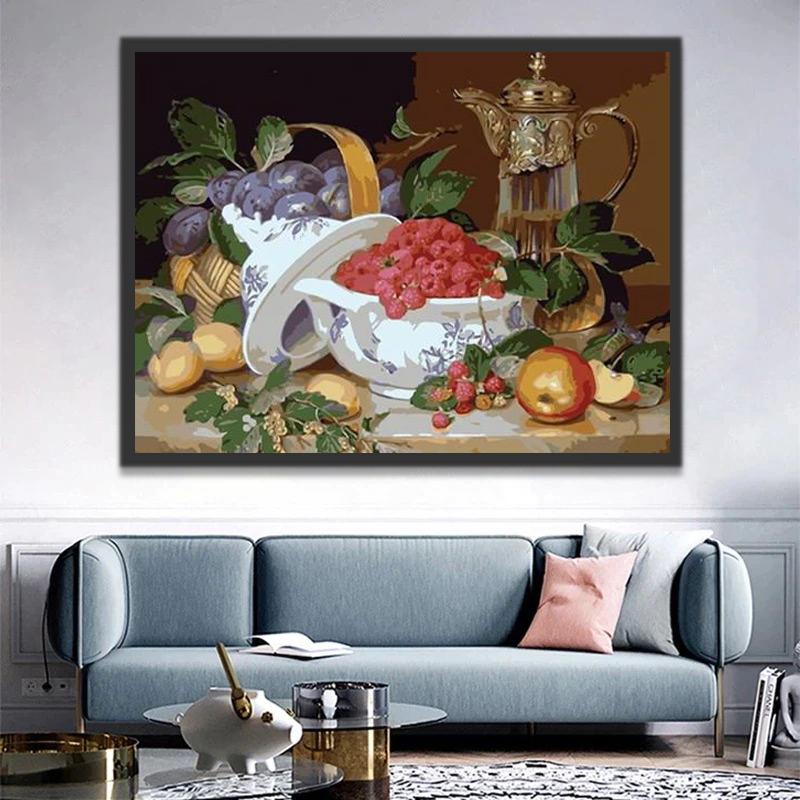 Frutas con Fondo Oscuro Pintar por Números