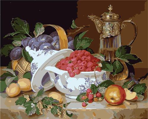 Frutas con Fondo Oscuro Pintar por Números