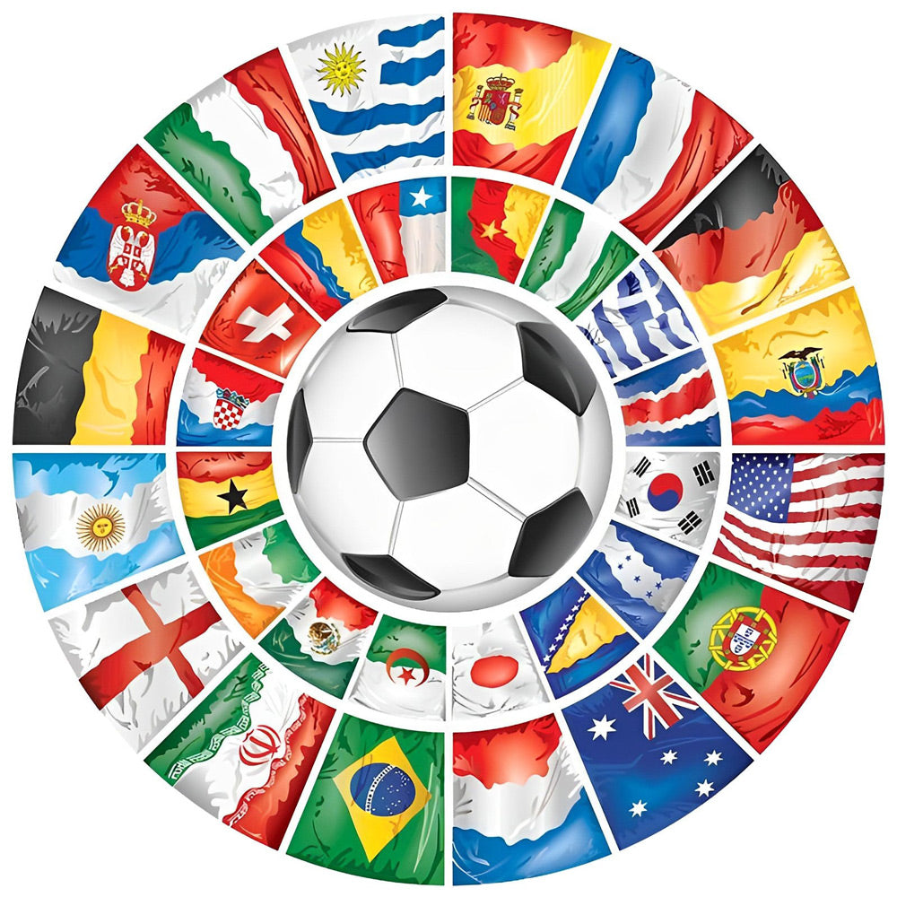 Fútbol Rodeado de Banderas Mundiales Pintar por Números