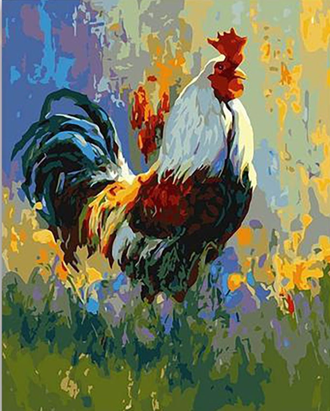 Gallo en Césped Verde Pintar por Números